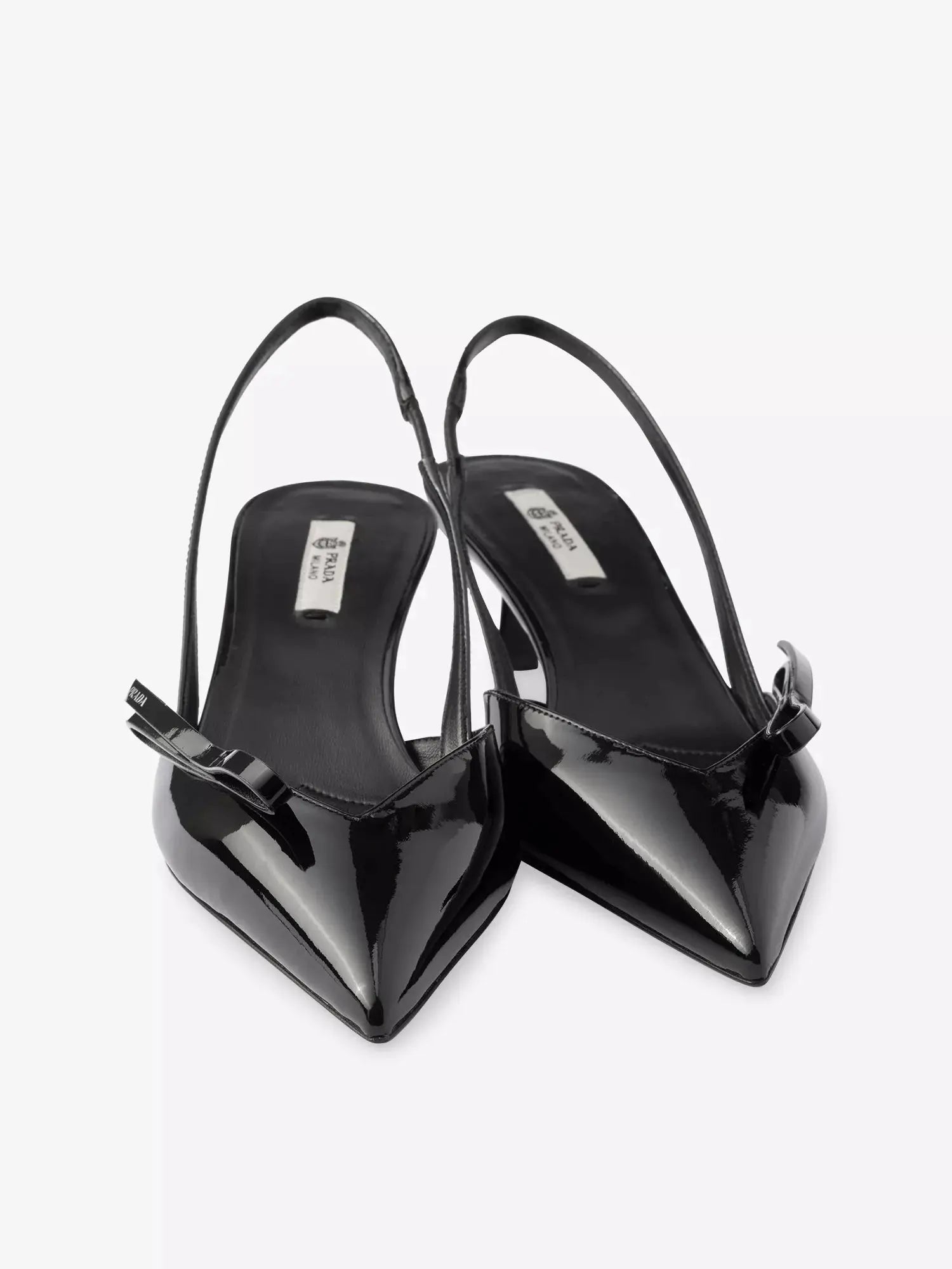 Prada Women's Bow-Embroidered Patent-Leather Slingback Pumps Prada