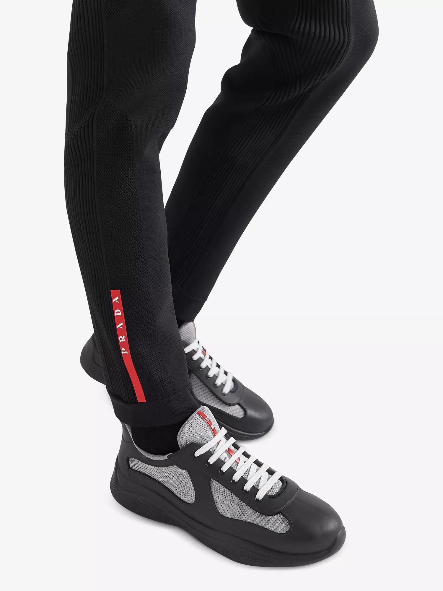 Prada Men's America’s Cup Original leather and mesh trainers Prada