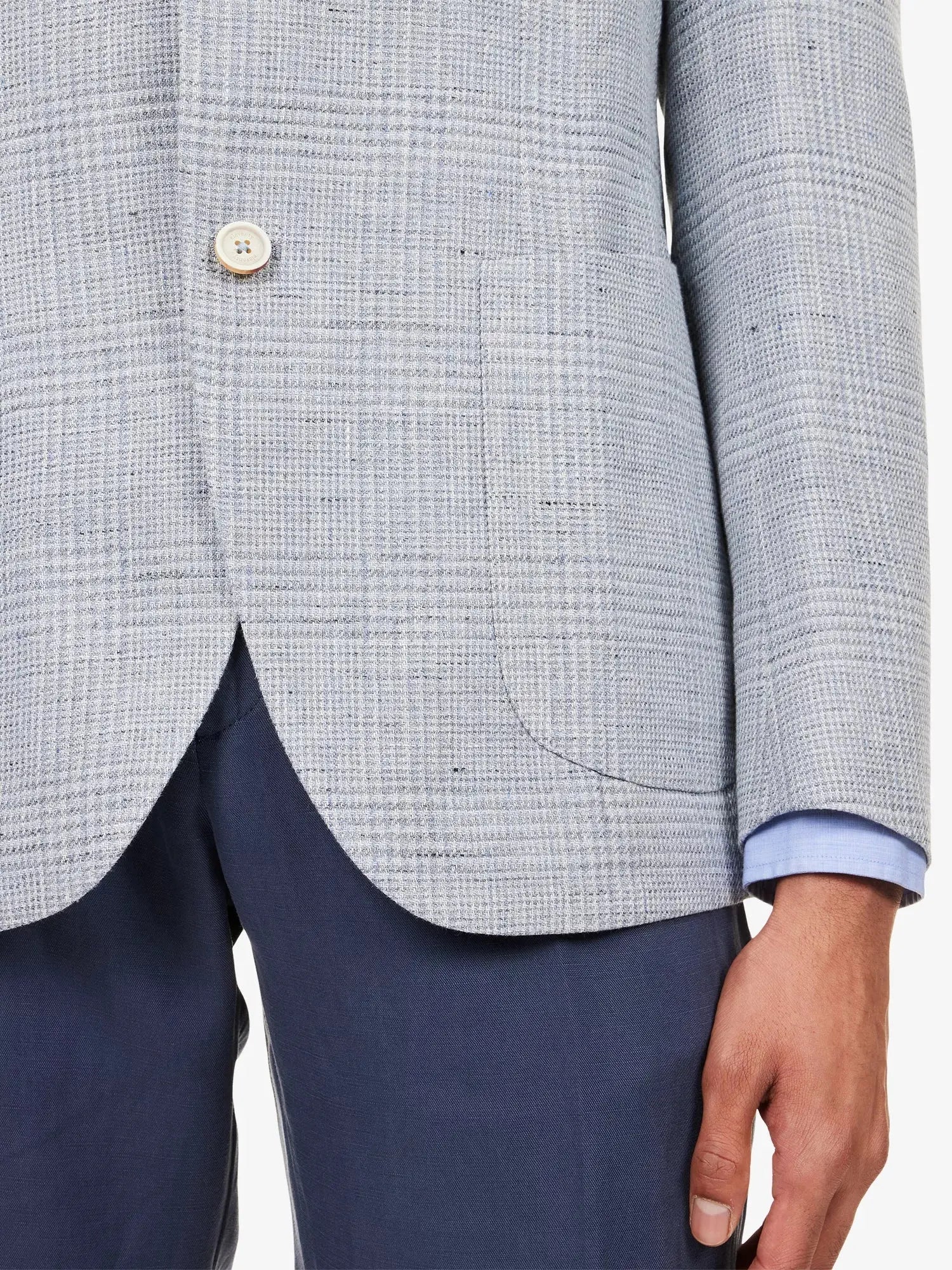 Eleventy Men's Single-Breasted Checked Linen and Wool-Blend Jacket Eleventy