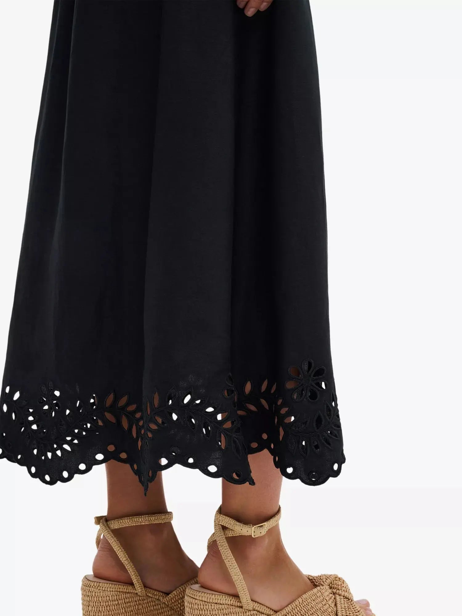 Malina Women's Chara Broderie-Anglais Linen-Blend Maxi Skirt Malina