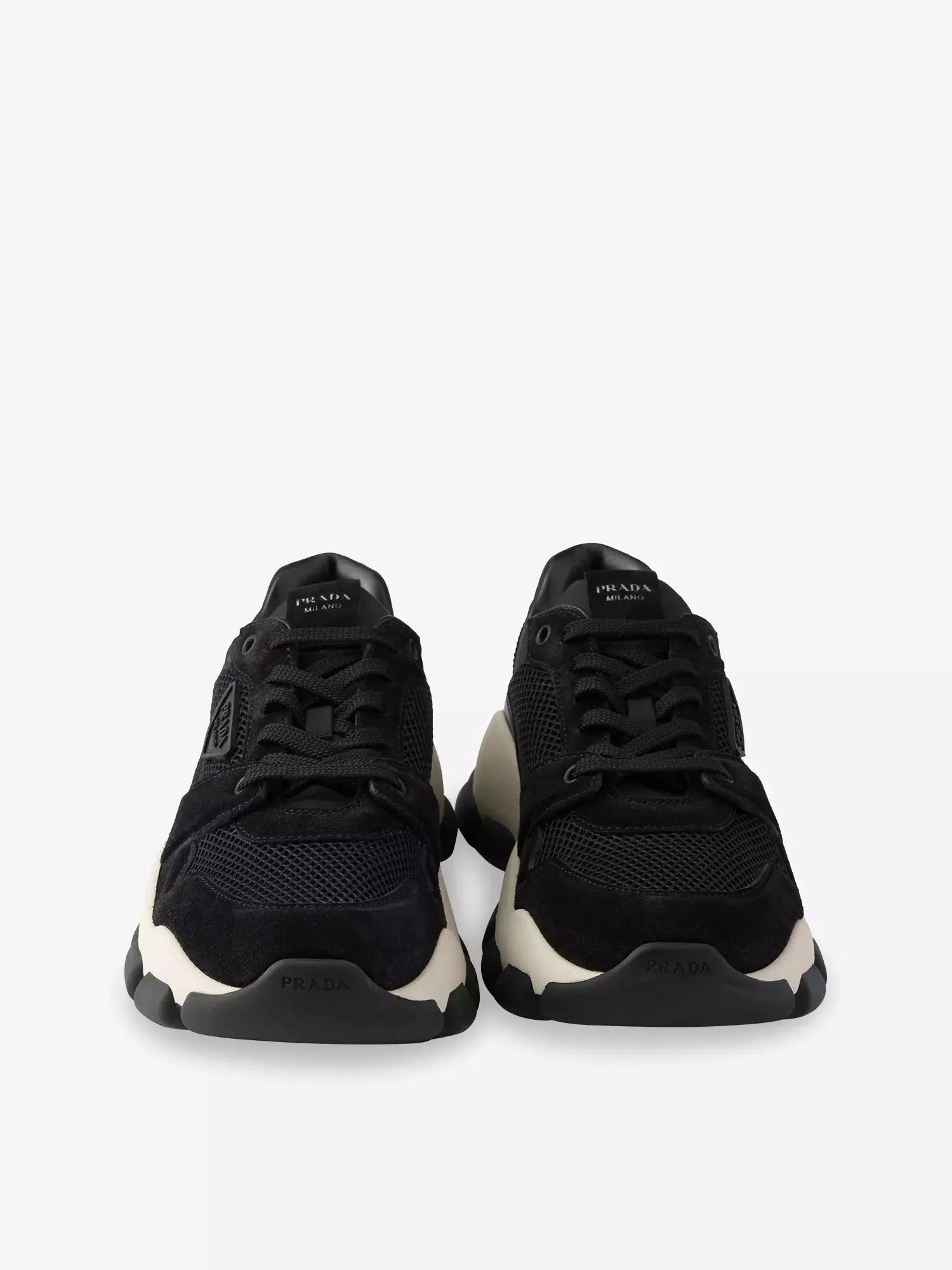 Prada Women's Panelled Mesh and Suede Trainers Prada