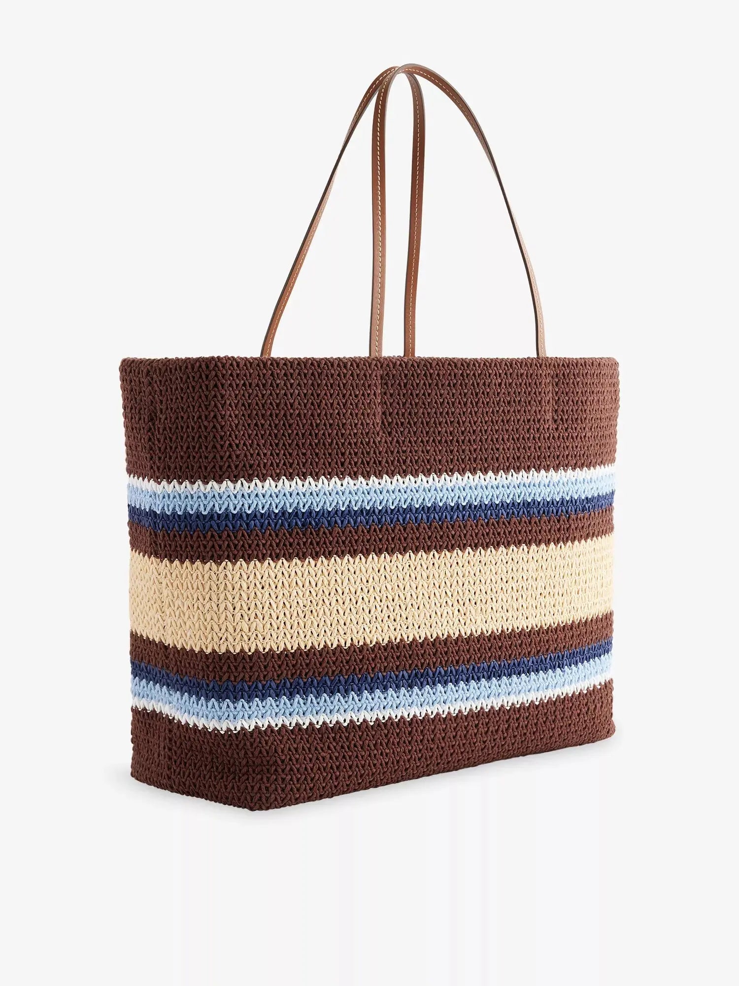 Miu Miu Women's Striped Embroidered-Logo Woven Tote Bag Miu Miu