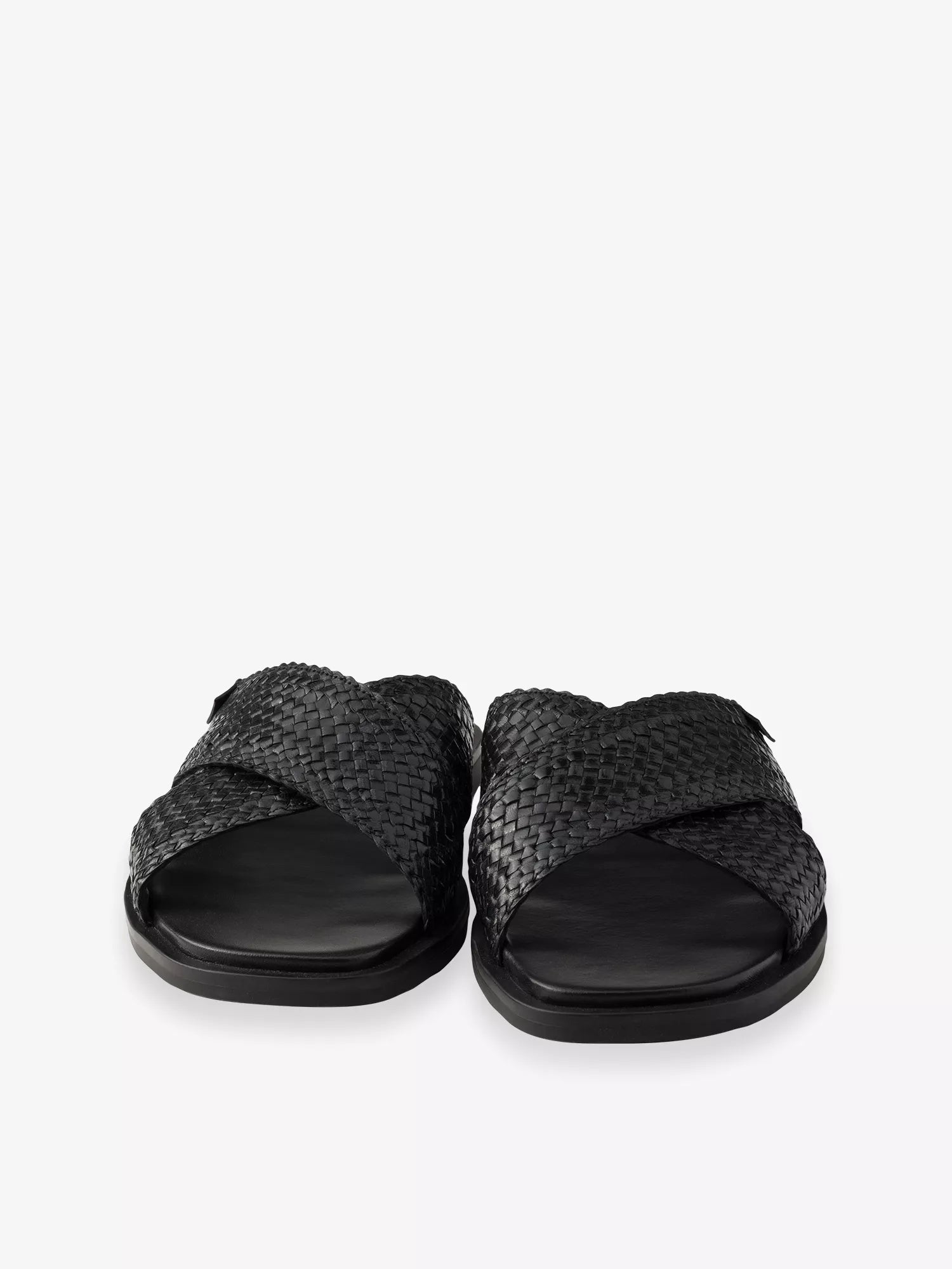 Prada Men's Criss-Cross Woven Leather Sliders Prada