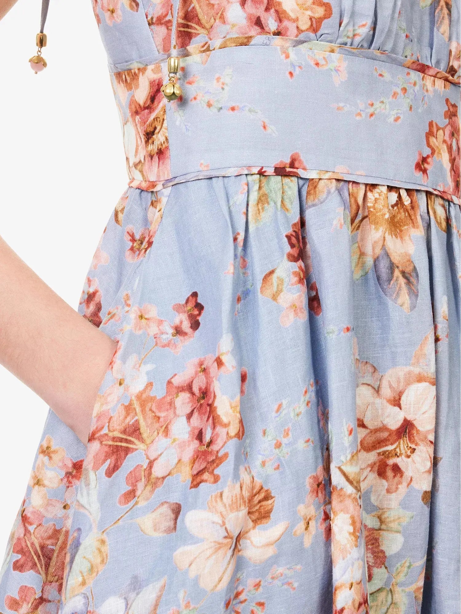 Zimmermann Women's Awaken Picnic Floral Linen Midi Dress Zimmermann