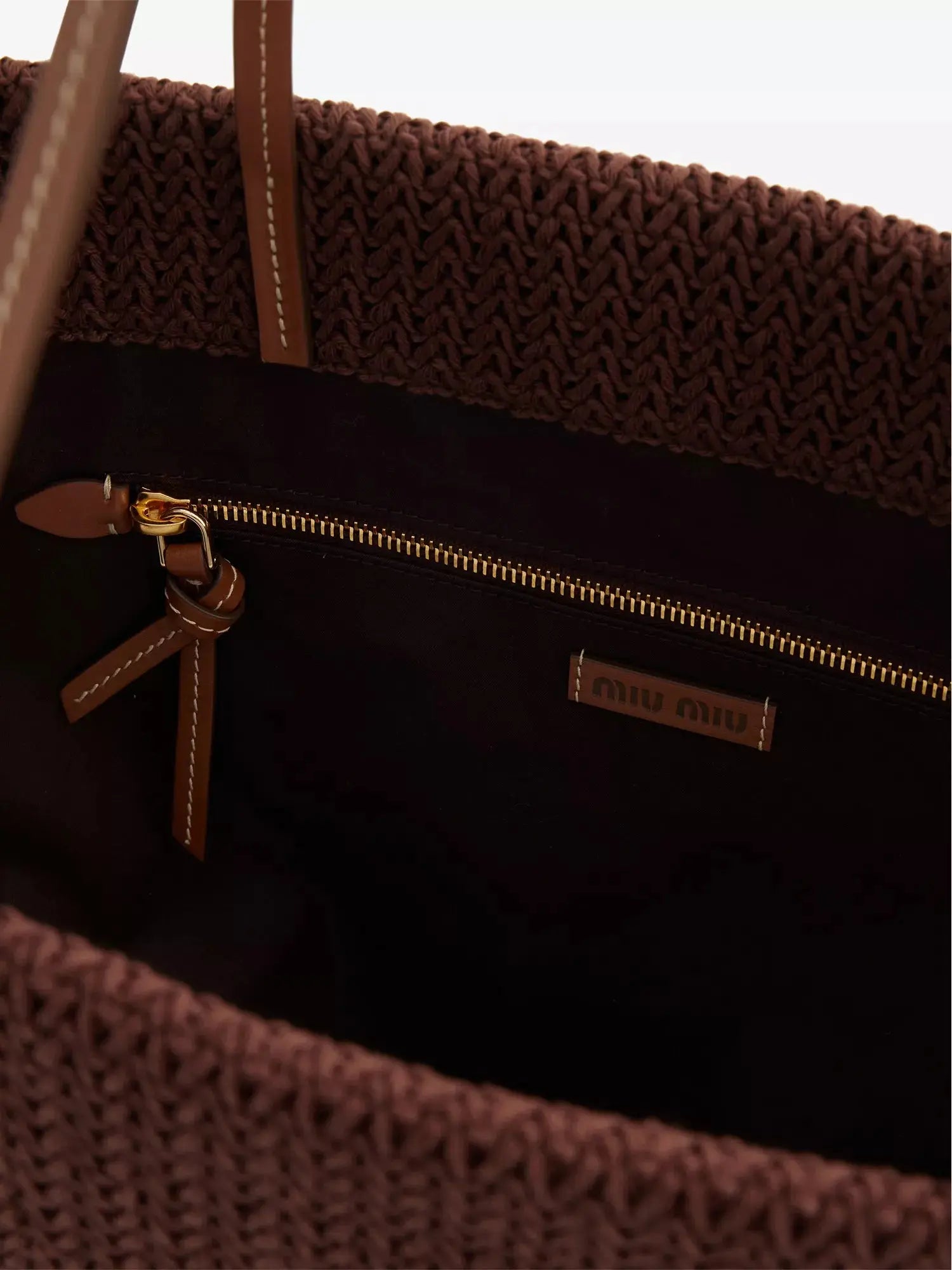 Miu Miu Women's Striped Embroidered-Logo Woven Tote Bag Miu Miu