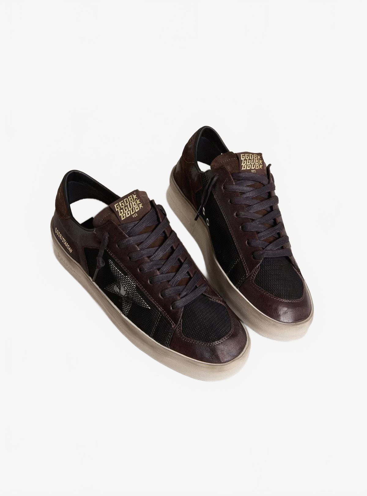 Golden Goose Men's Stardan in brown suede and black mesh Golden Goose