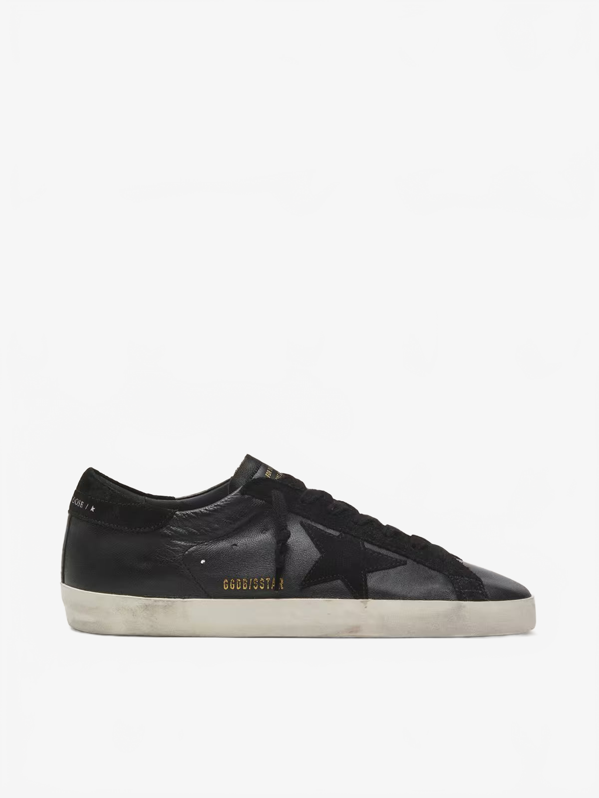 Golden Goose Men's Super-Star in black nappa with black suede star and heel tab Golden Goose