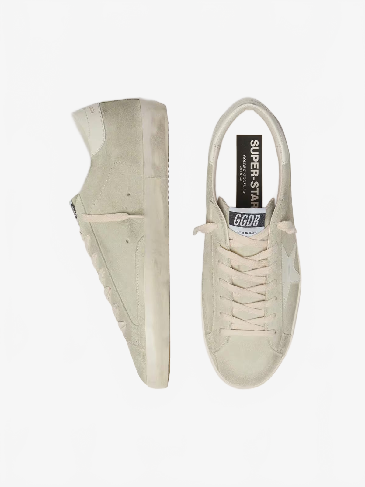 Golden Goose Men’s Super-Star in light gray suede with white leather star Golden Goose