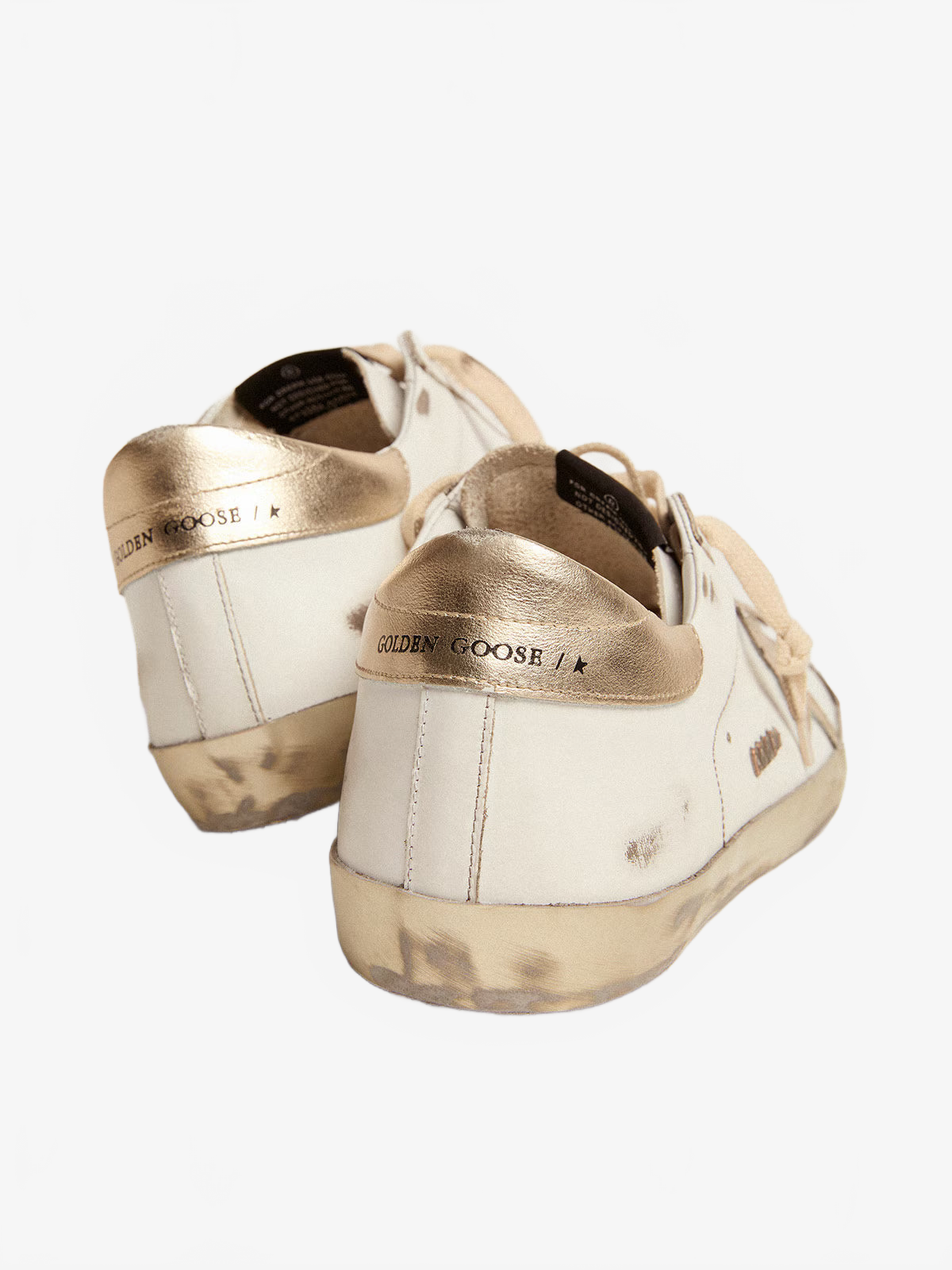 Golden Goose Men's Super-Star with gold sparkle foxing and lettering Golden Goose