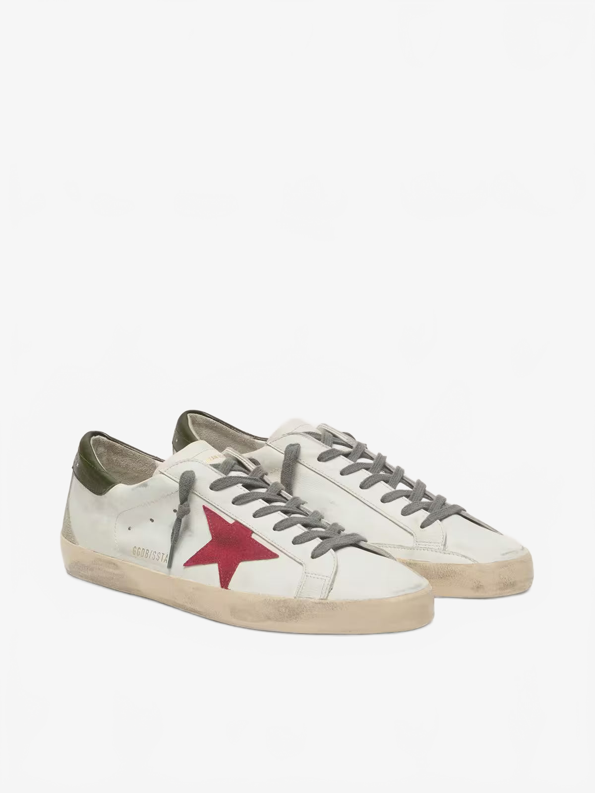 Golden Goose Men's Super-Star with red suede star and green leather heel tab Golden Goose