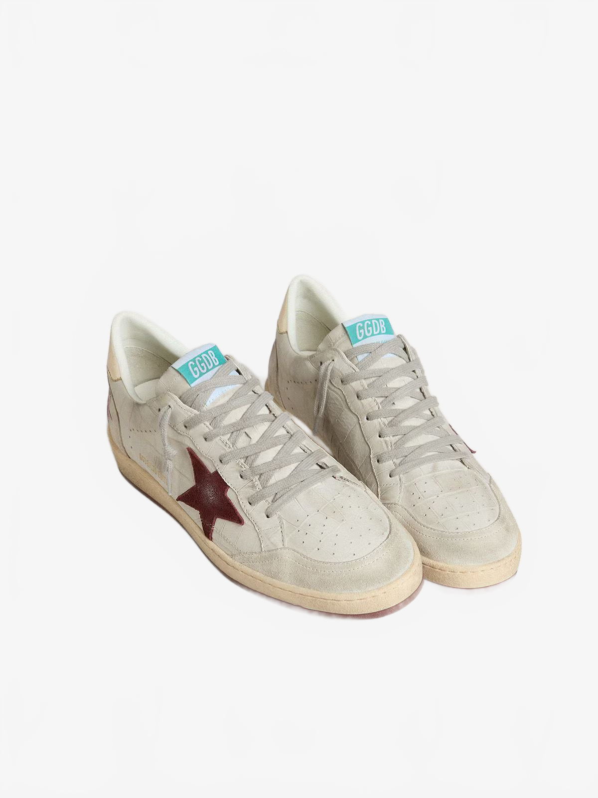 Golden Goose Men's Ball Star in crocodile-print nubuck with burgundy suede star Golden Goose