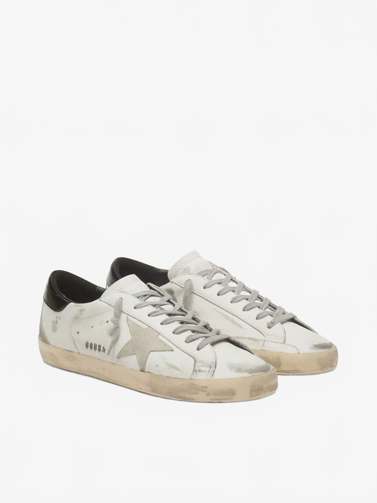Golden Goose Men's Super-Star with black heel tab and metal stud lettering Golden Goose