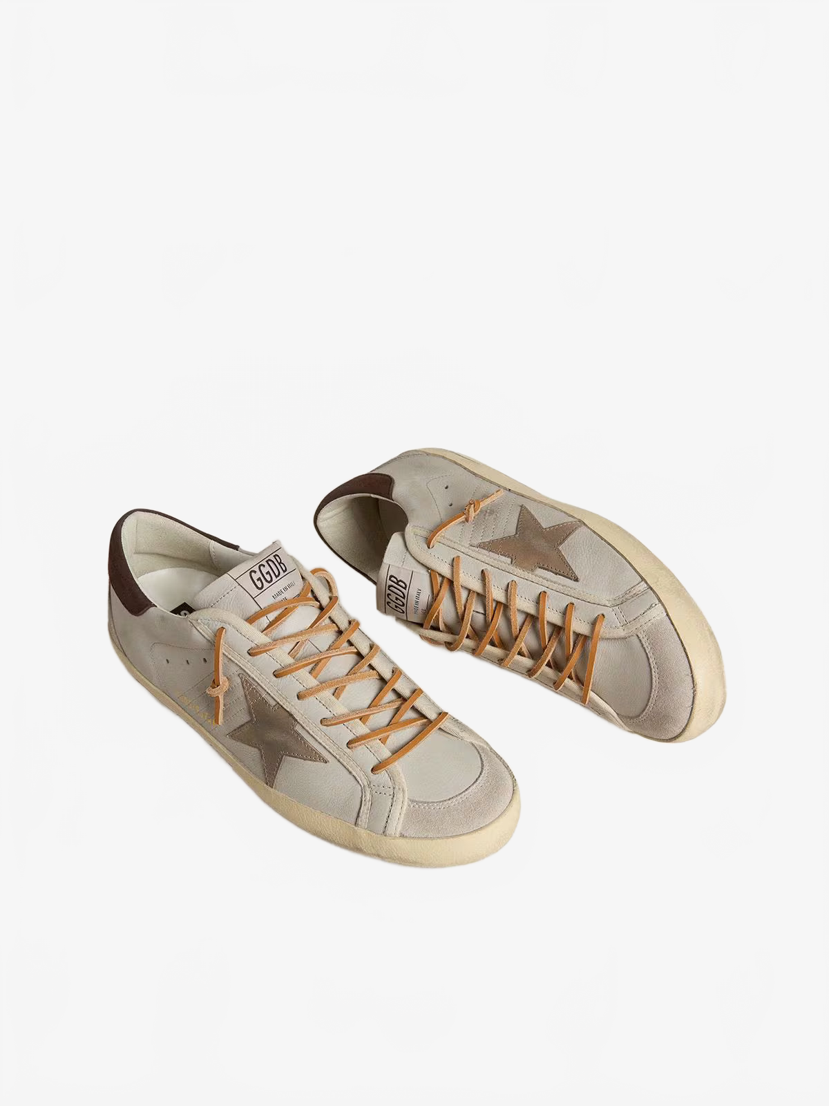 Golden Goose Men's Super-Star with tobacco-colored croc-print leather star and black leather heel tab Golden Goose