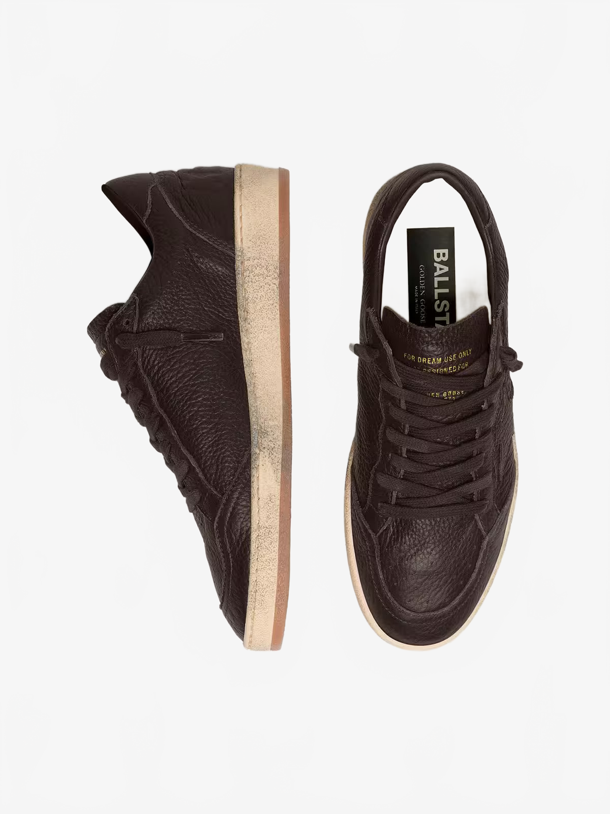 Golden Goose Men's Ball Star in dark brown leather with tone-on-tone leather star Golden Goose