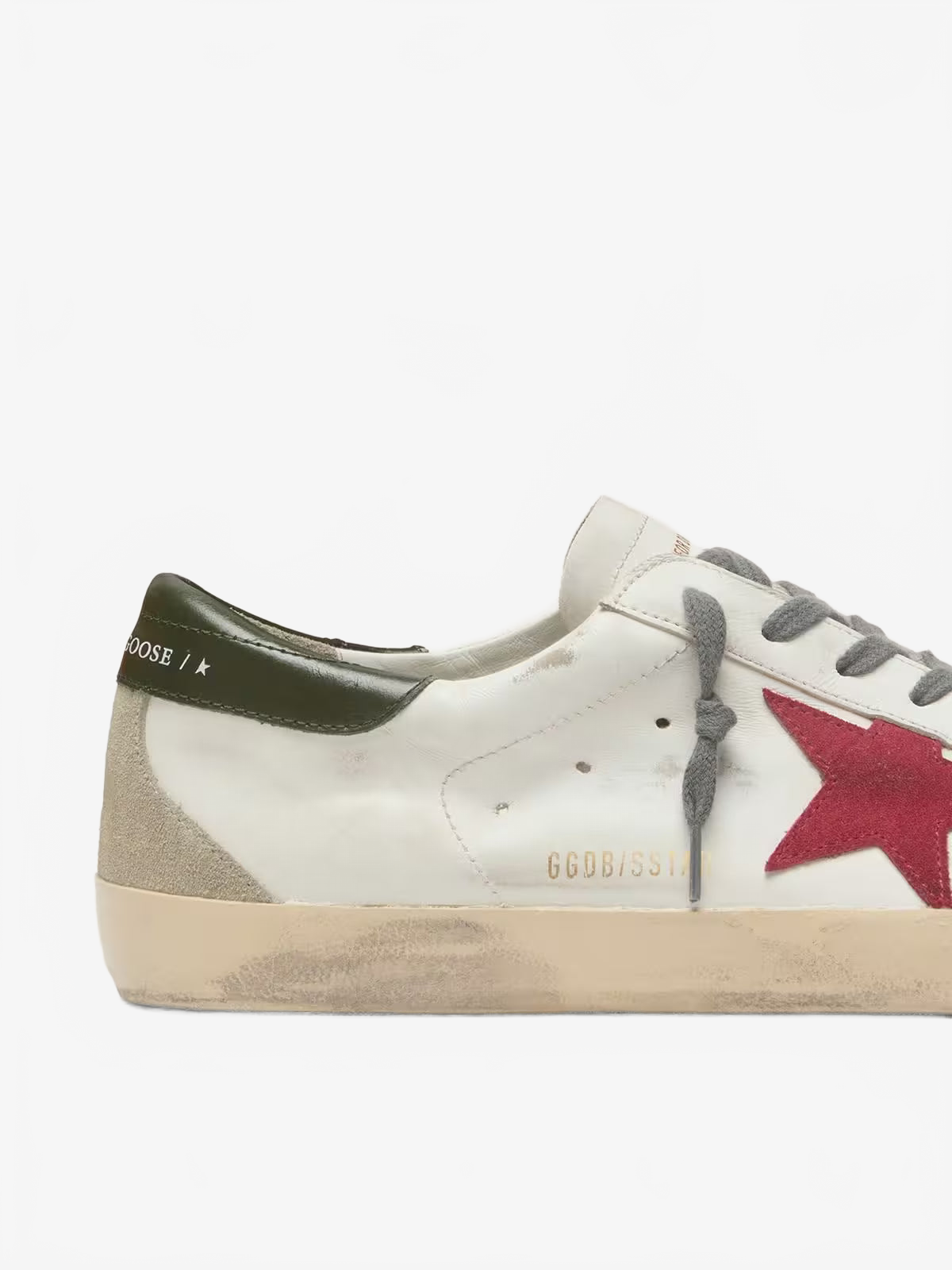 Golden Goose Men's Super-Star with red suede star and green leather heel tab Golden Goose