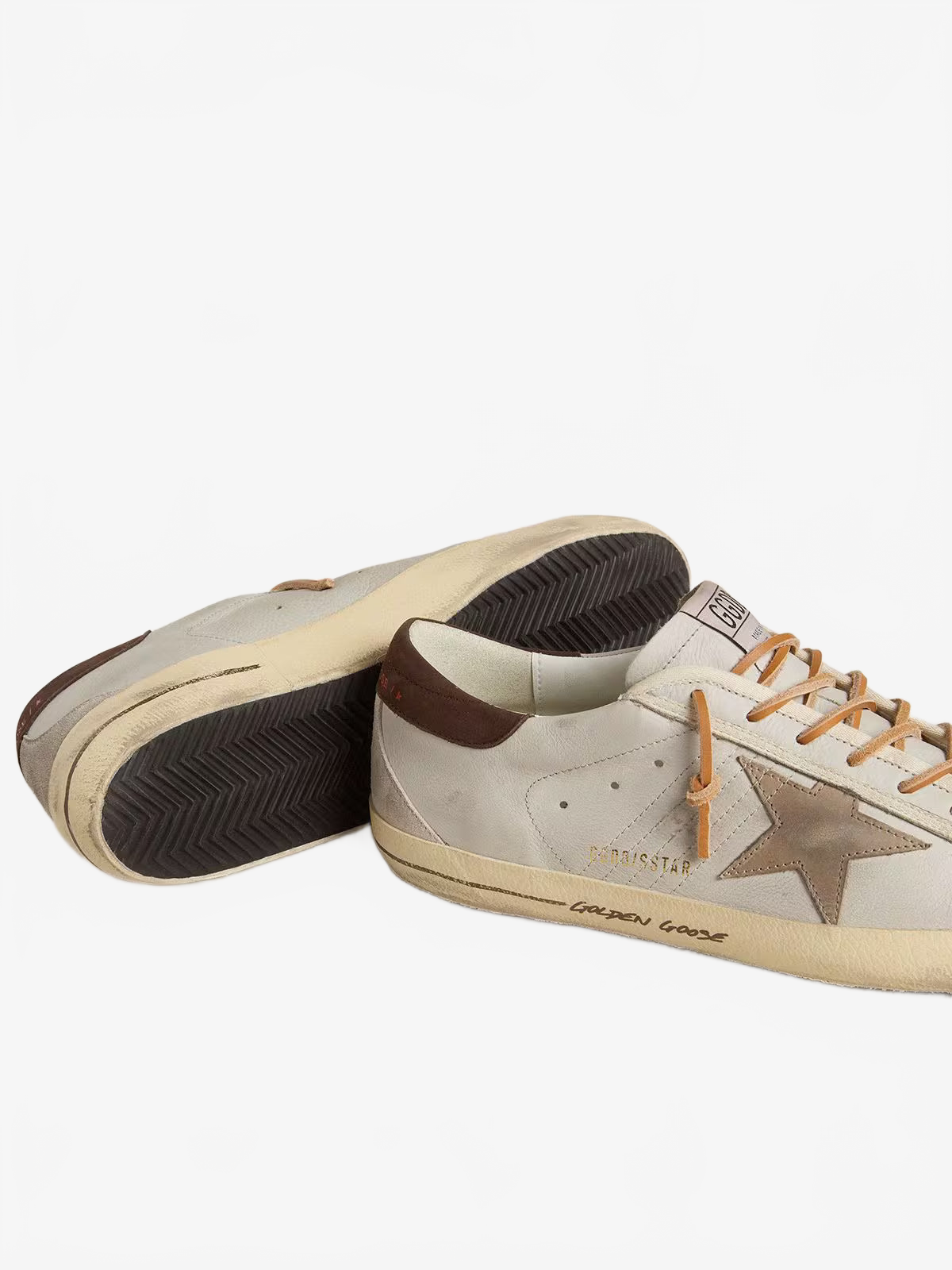 Golden Goose Men's Super-Star with tobacco-colored croc-print leather star and black leather heel tab Golden Goose