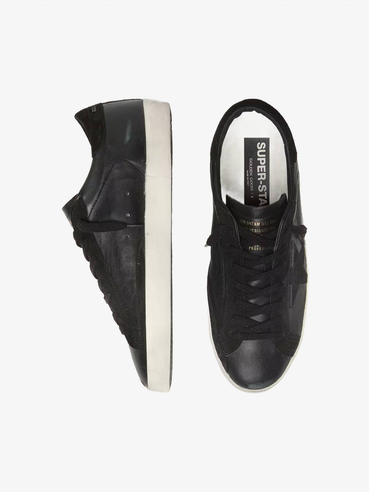 Golden Goose Men's Super-Star in black nappa with black suede star and heel tab Golden Goose