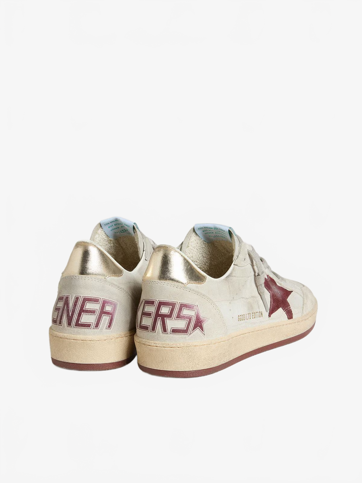 Golden Goose Men's Ball Star in crocodile-print nubuck with burgundy suede star Golden Goose