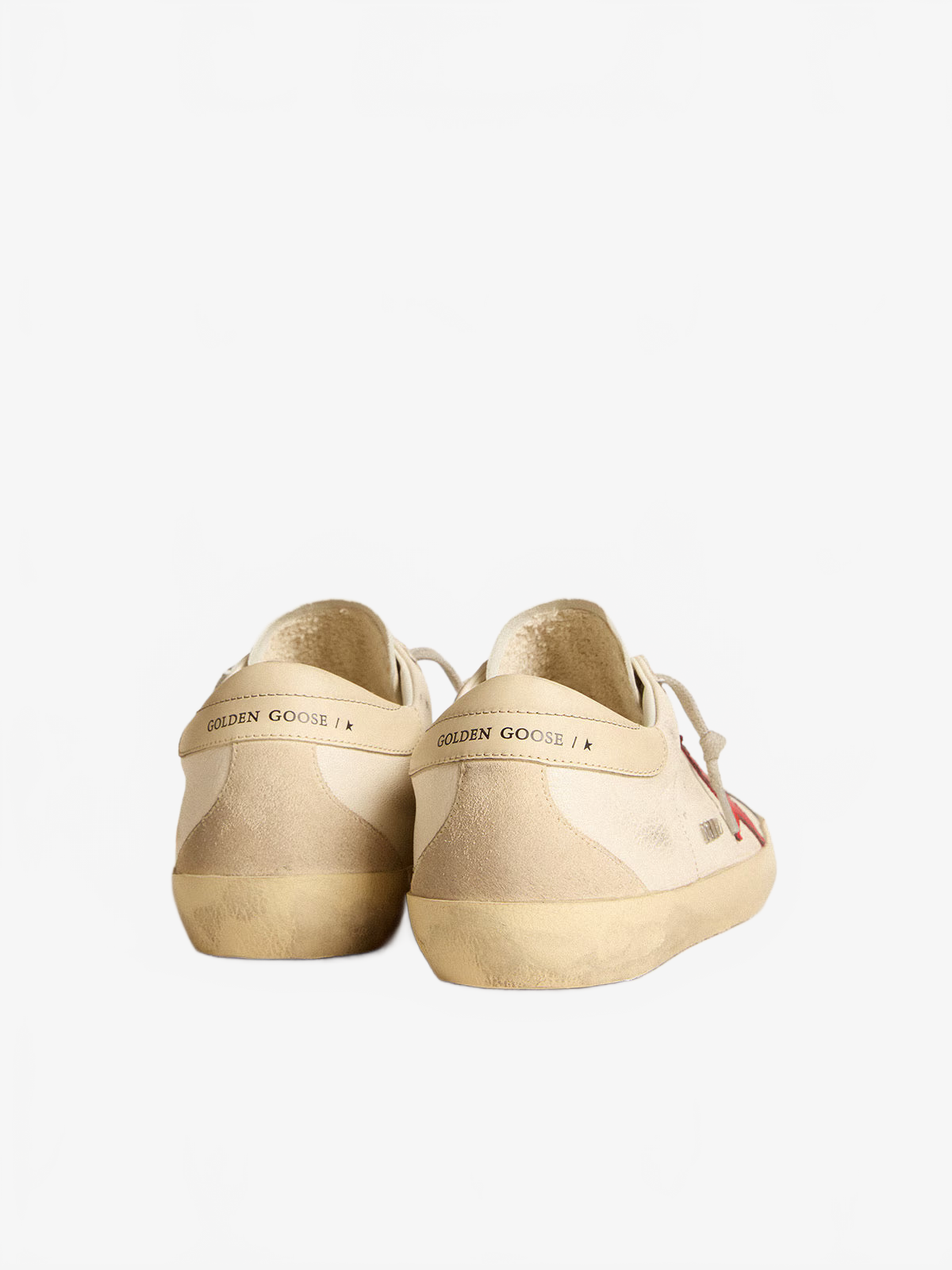 Golden Goose Men's Super-Star in nappa with red star and cream leather heel tab Golden Goose