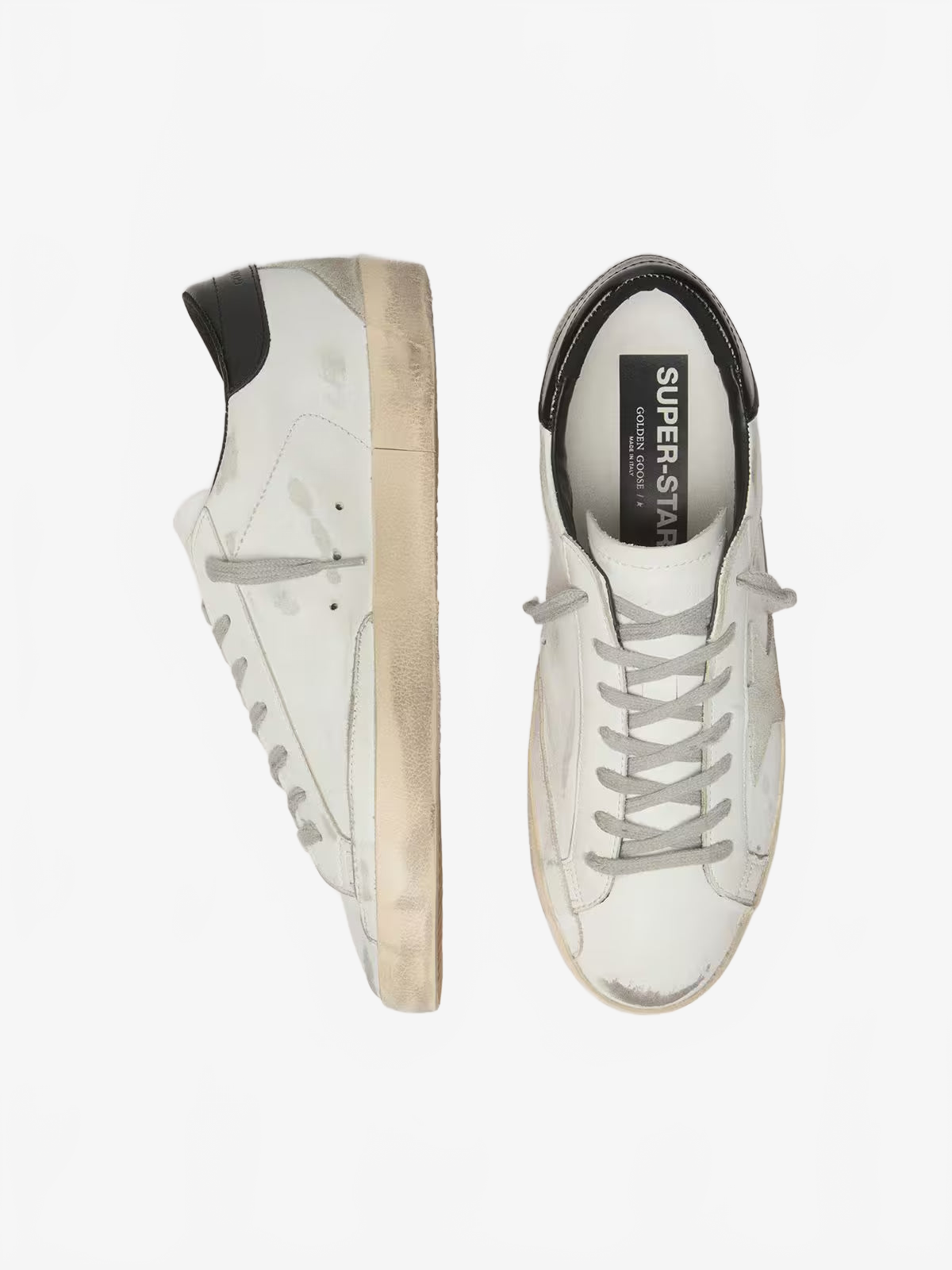 Golden Goose Men's Super-Star with black heel tab and metal stud lettering Golden Goose