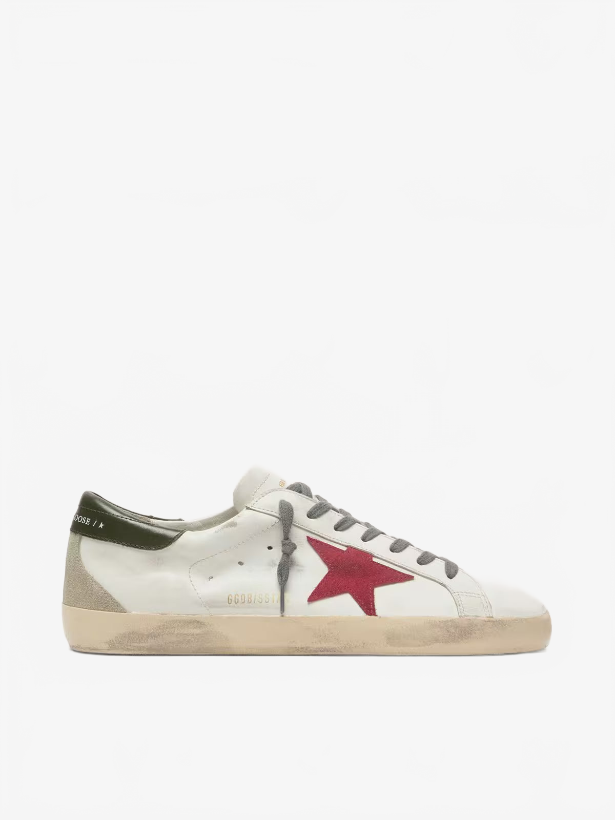 Golden Goose Men's Super-Star with red suede star and green leather heel tab Golden Goose