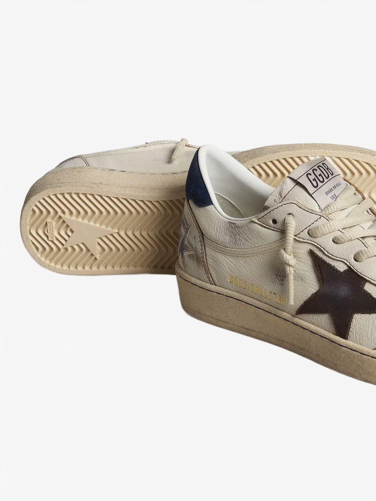 Golden Goose Men's Ball Star with black star and blue suede heel tab Golden Goose