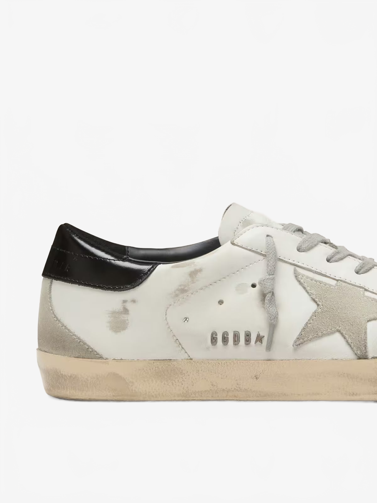 Golden Goose Men's Super-Star with black heel tab and metal stud lettering Golden Goose