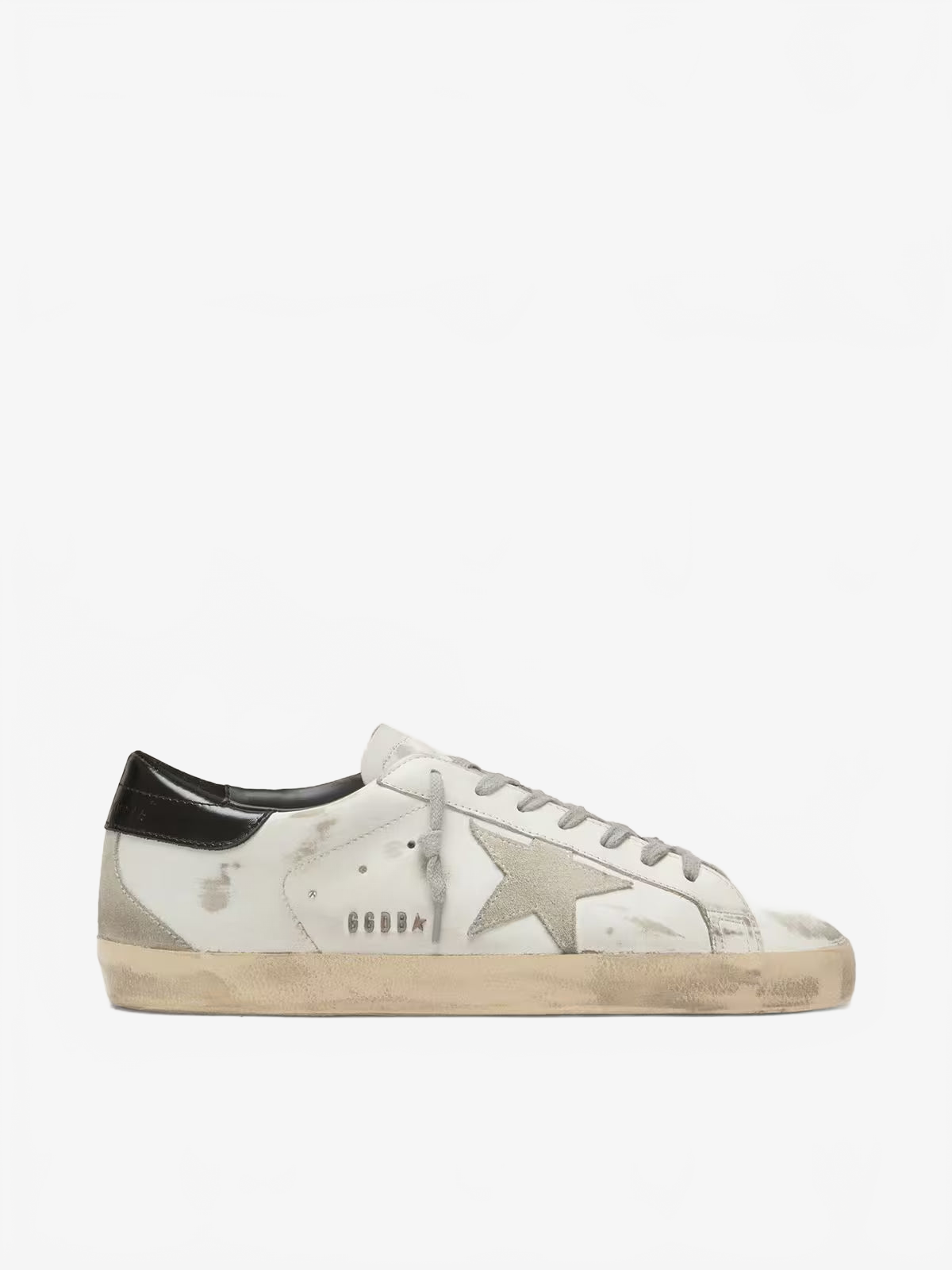 Golden Goose Men's Super-Star with black heel tab and metal stud lettering Golden Goose