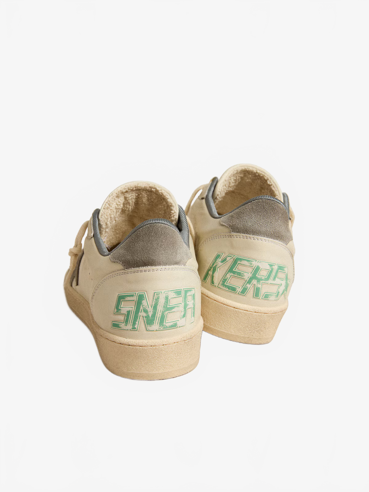 Golden Goose Men's Ball Star in nappa leather with gray suede star and heel tab Golden Goose