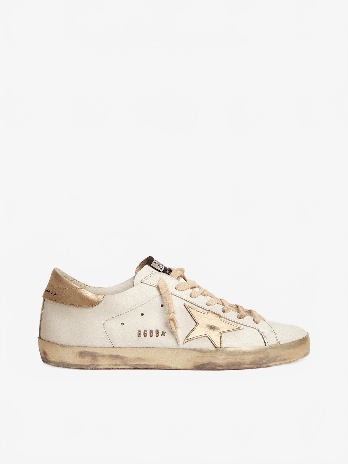 Golden Goose Men's Super-Star with gold sparkle foxing and lettering Golden Goose