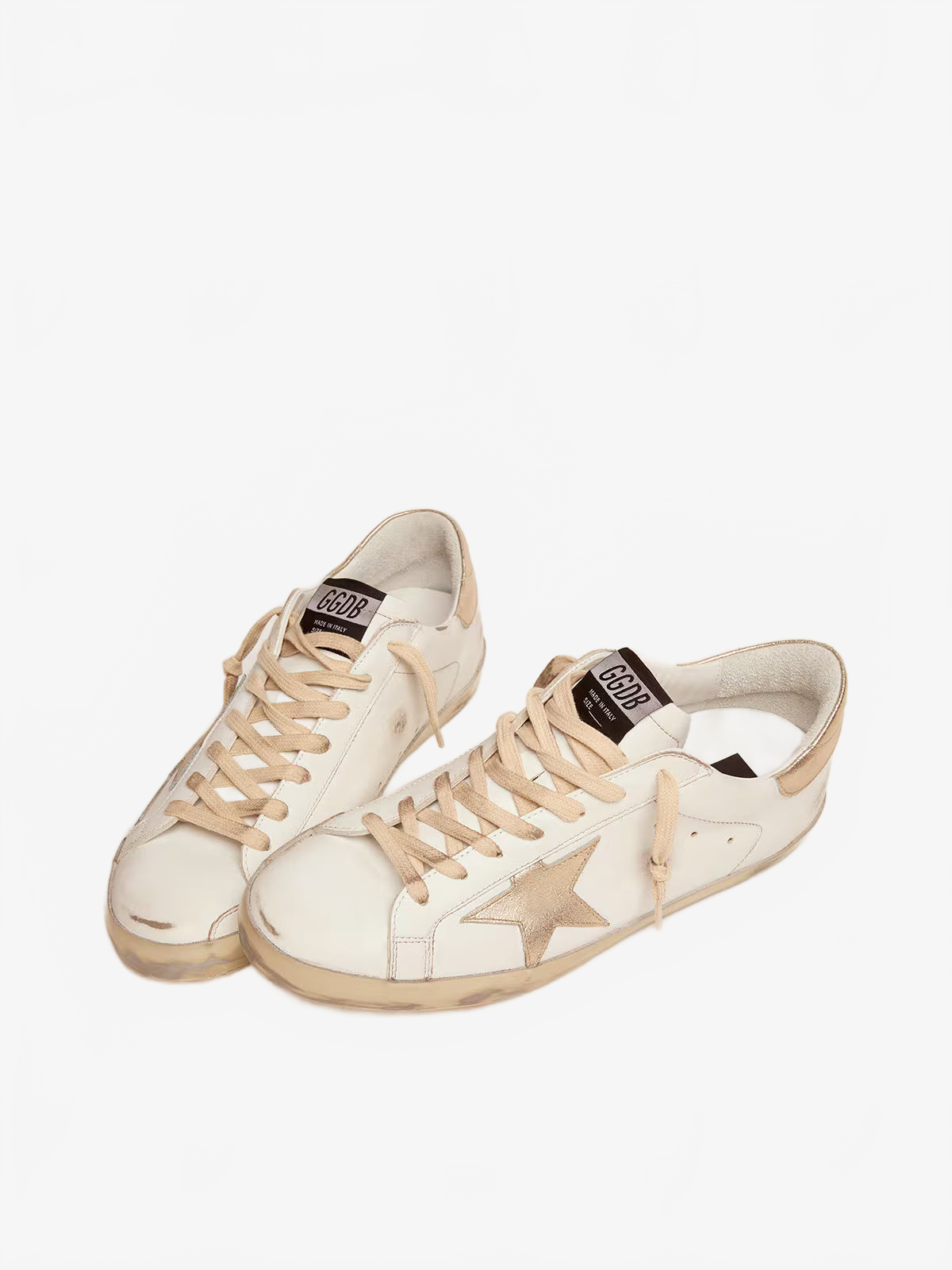 Golden Goose Men's Super-Star with gold sparkle foxing and lettering Golden Goose