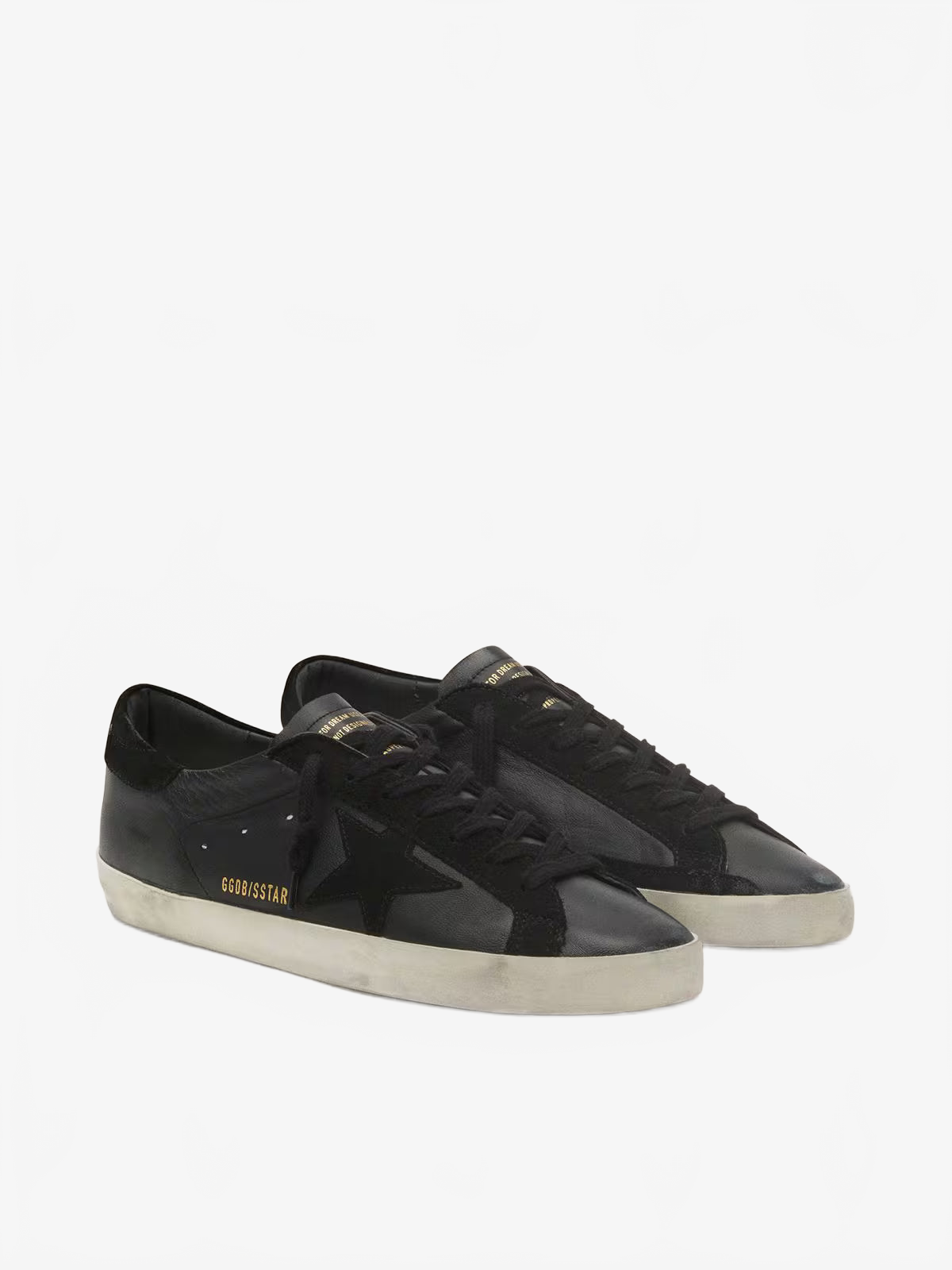 Golden Goose Men's Super-Star in black nappa with black suede star and heel tab Golden Goose