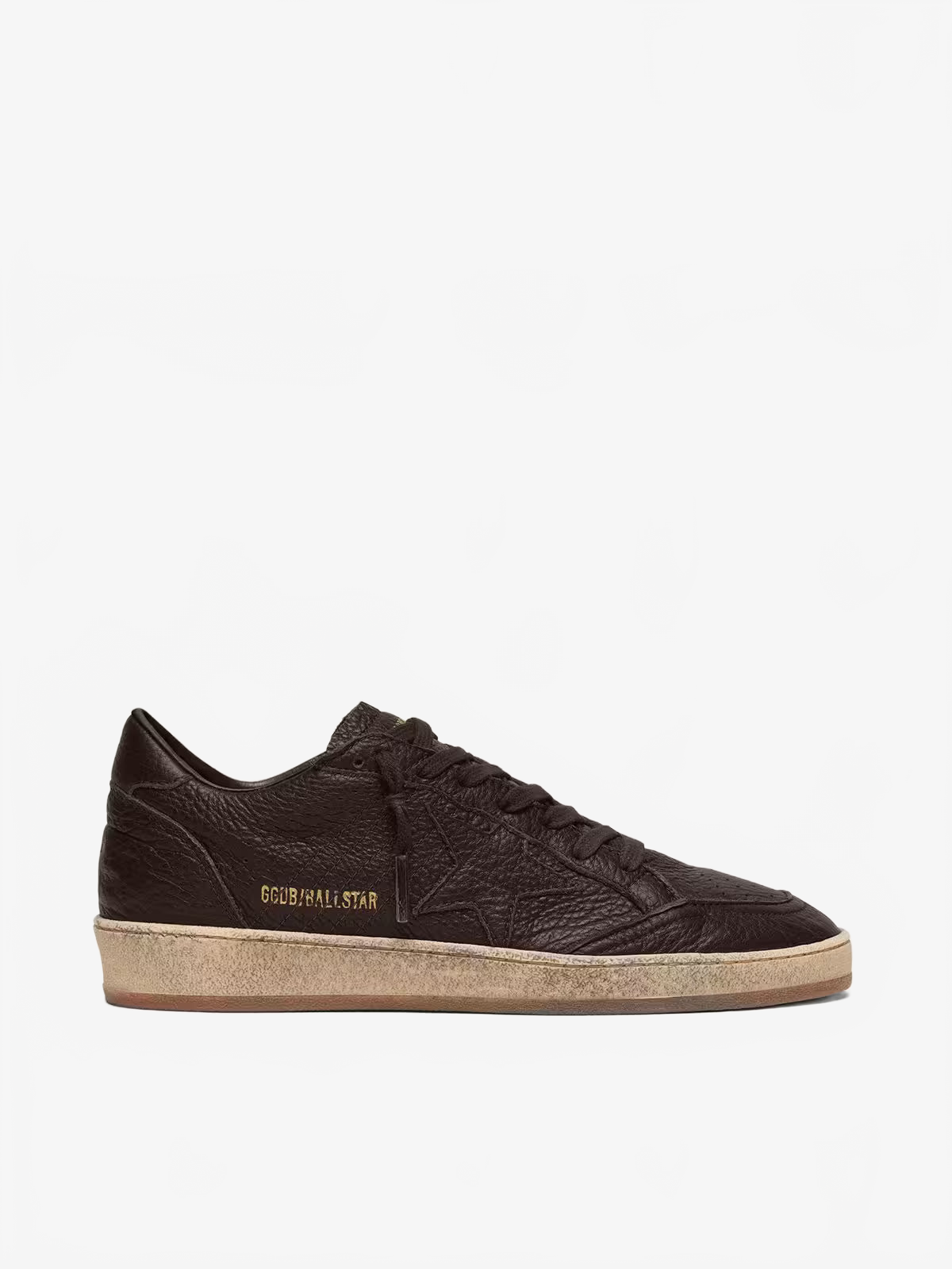 Golden Goose Men's Ball Star in dark brown leather with tone-on-tone leather star Golden Goose