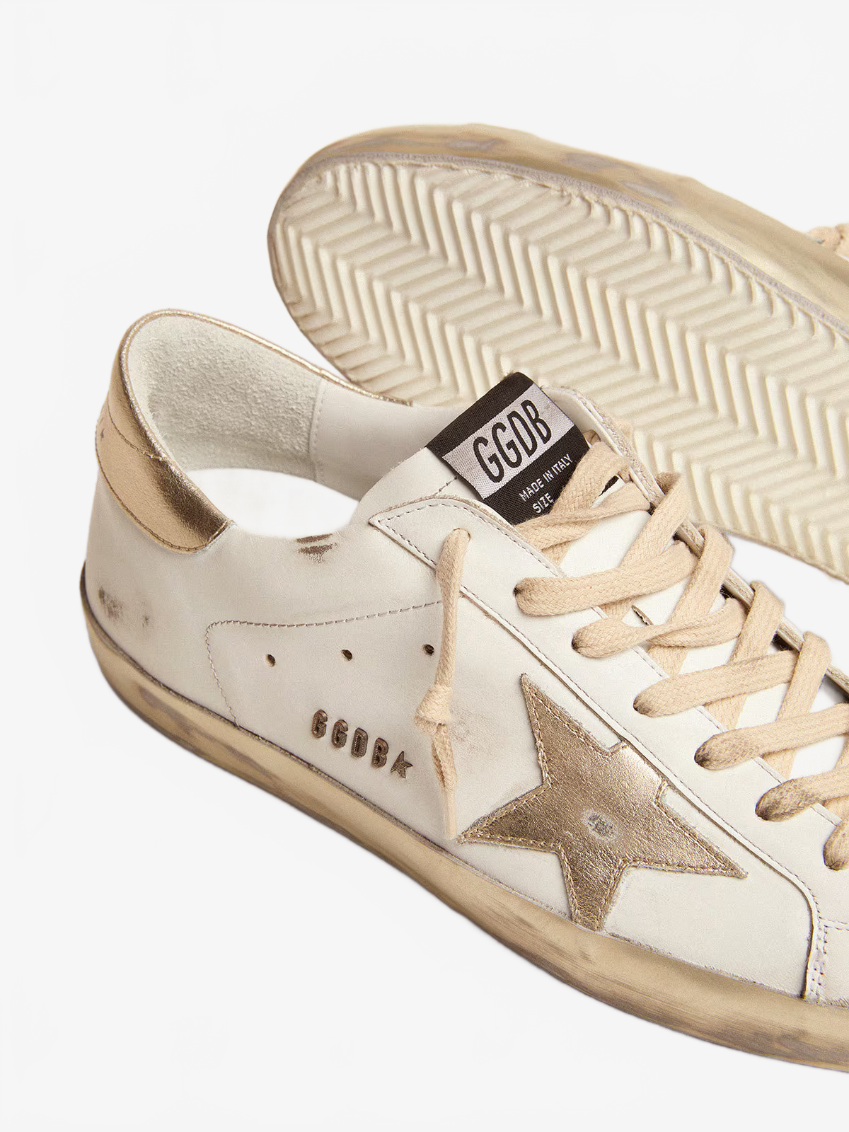 Golden Goose Men's Super-Star with gold sparkle foxing and lettering Golden Goose