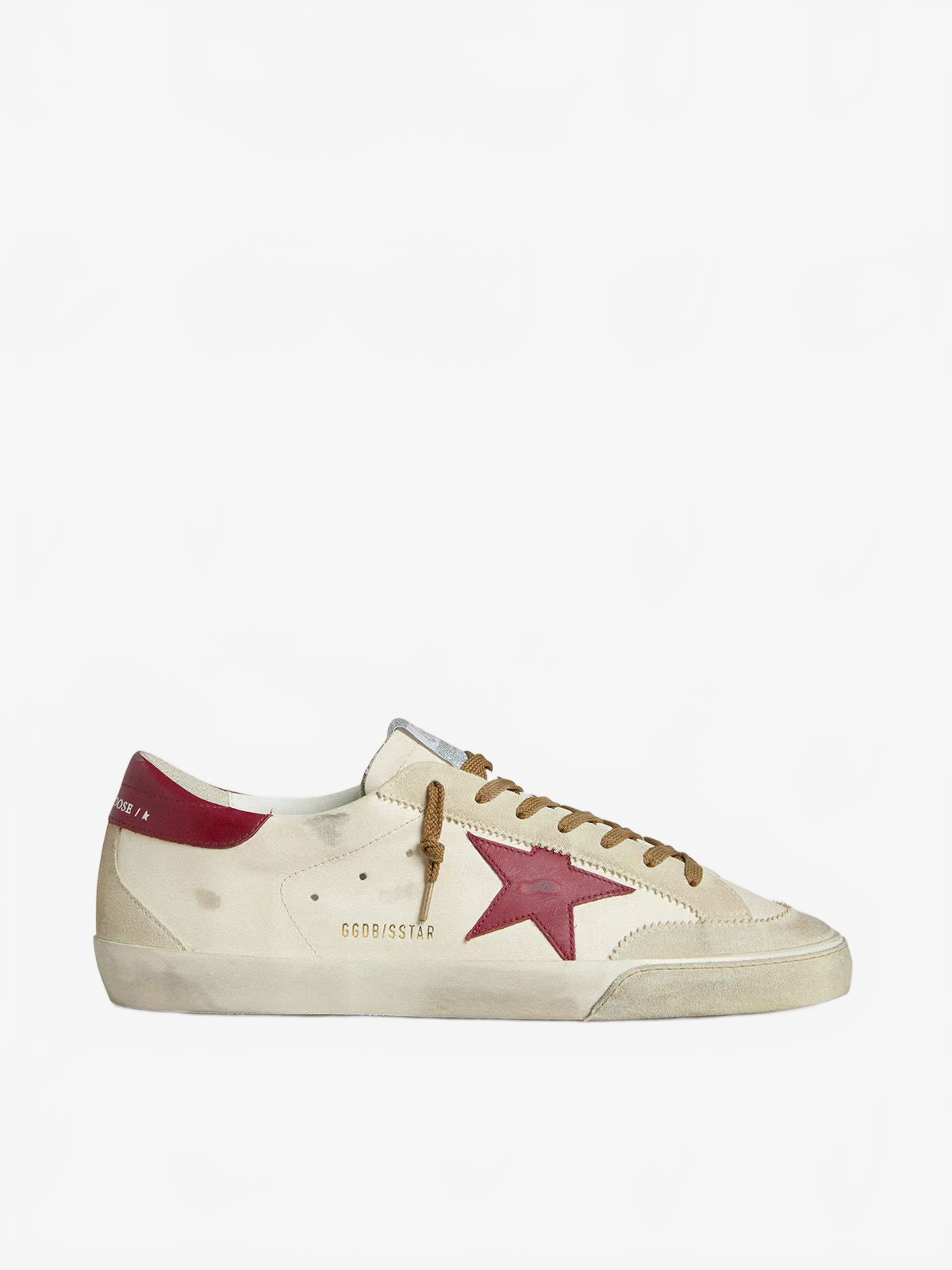 Golden Goose Men's Super-Star with red leather star and beige suede inserts Golden Goose