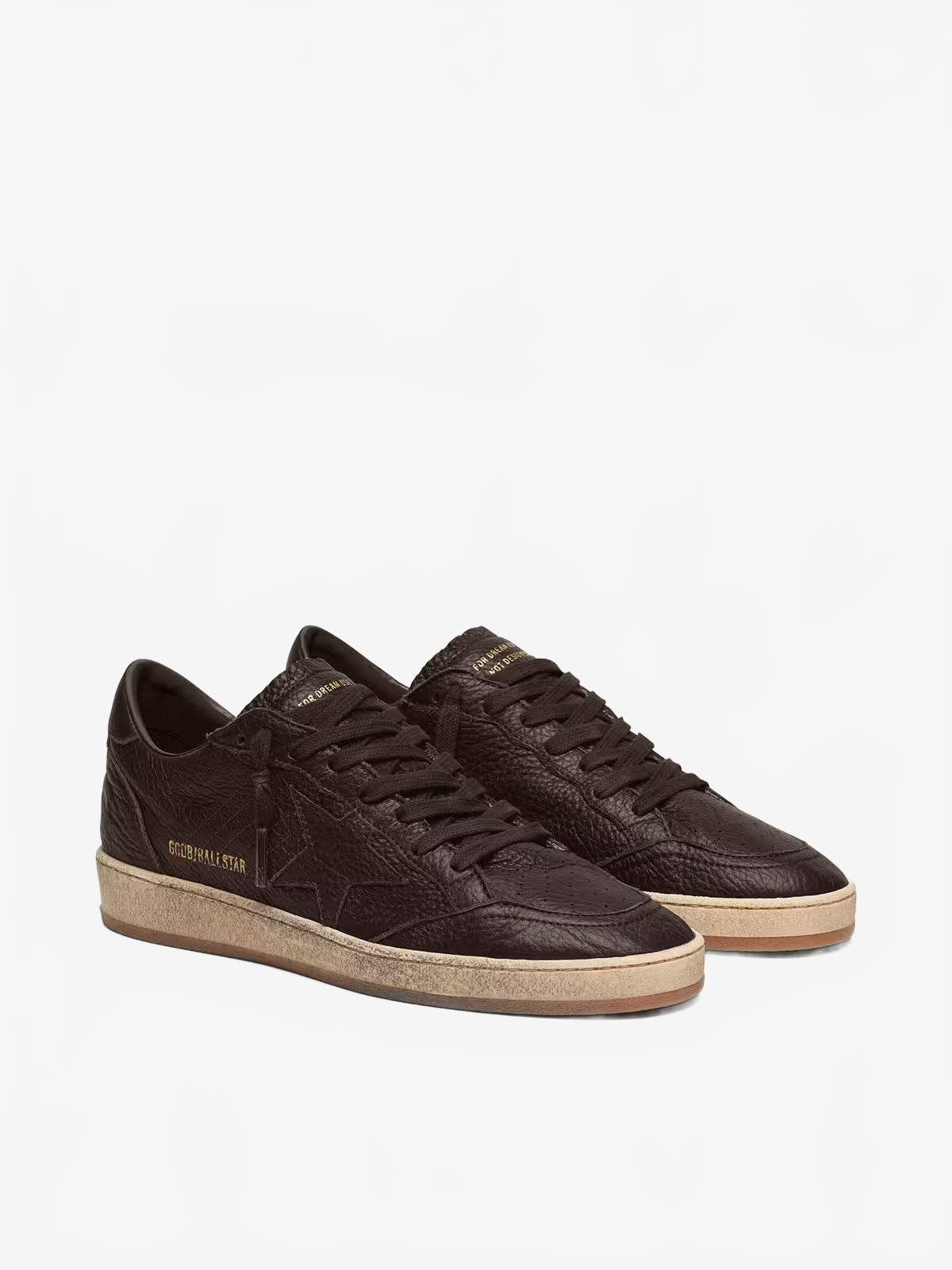 Golden Goose Men's Ball Star in dark brown leather with tone-on-tone leather star Golden Goose