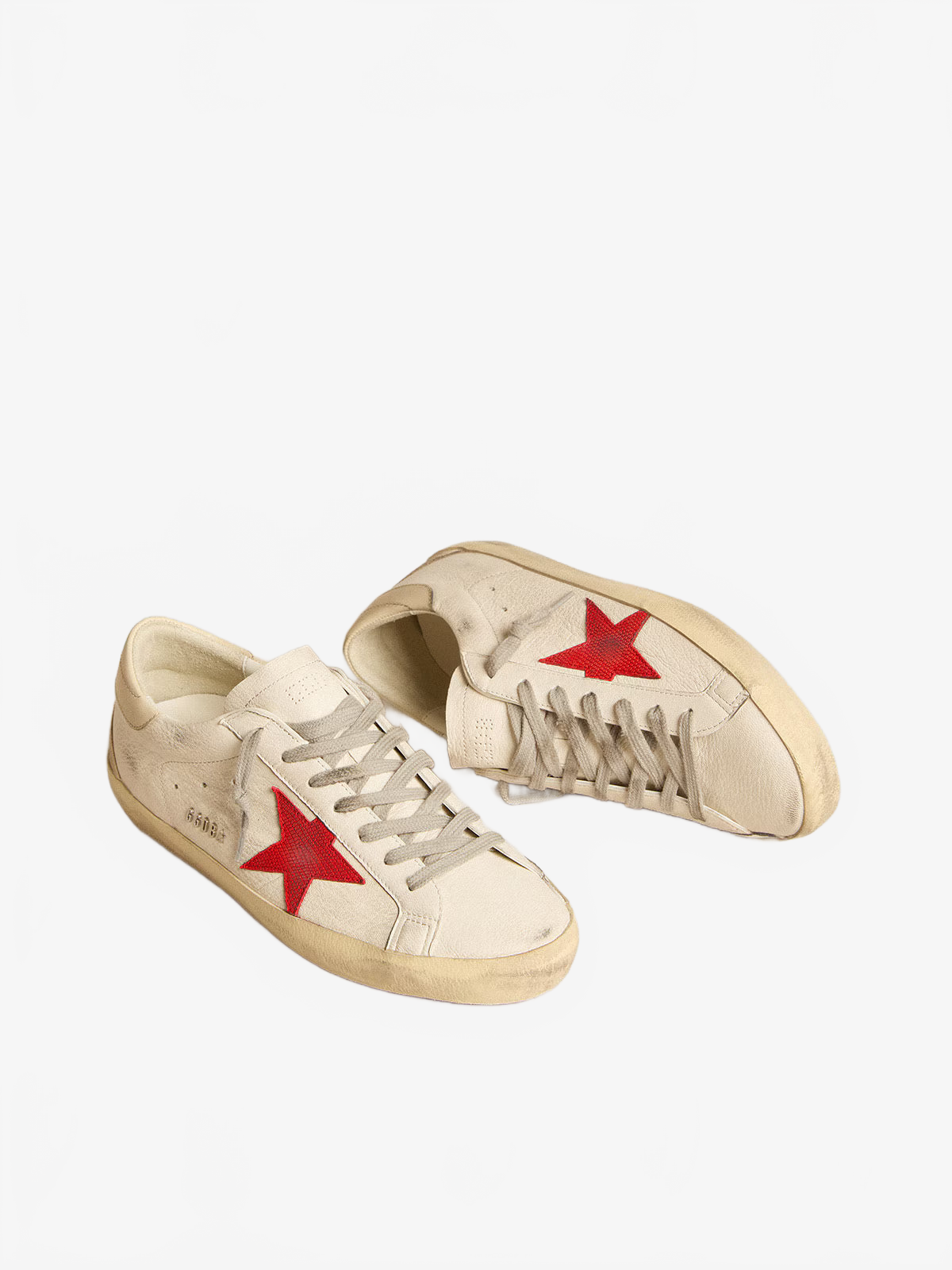 Golden Goose Men's Super-Star in nappa with red star and cream leather heel tab Golden Goose