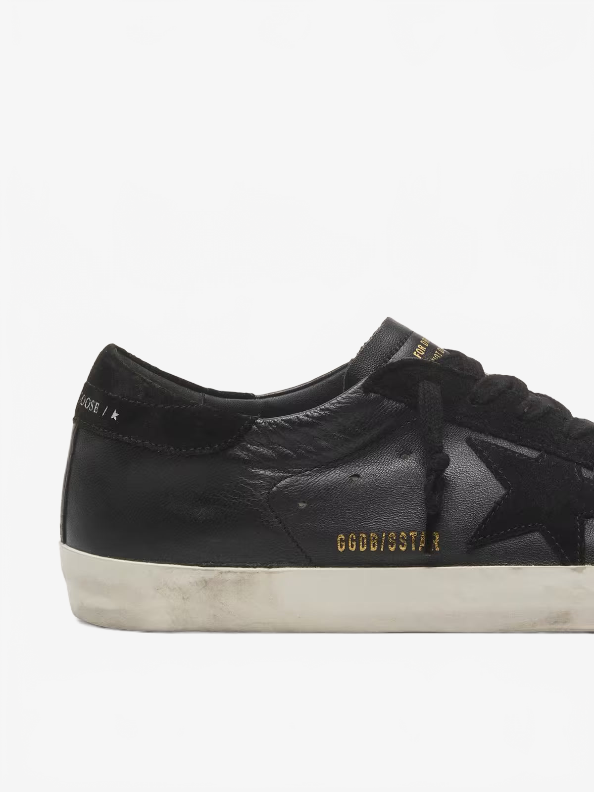 Golden Goose Men's Super-Star in black nappa with black suede star and heel tab Golden Goose