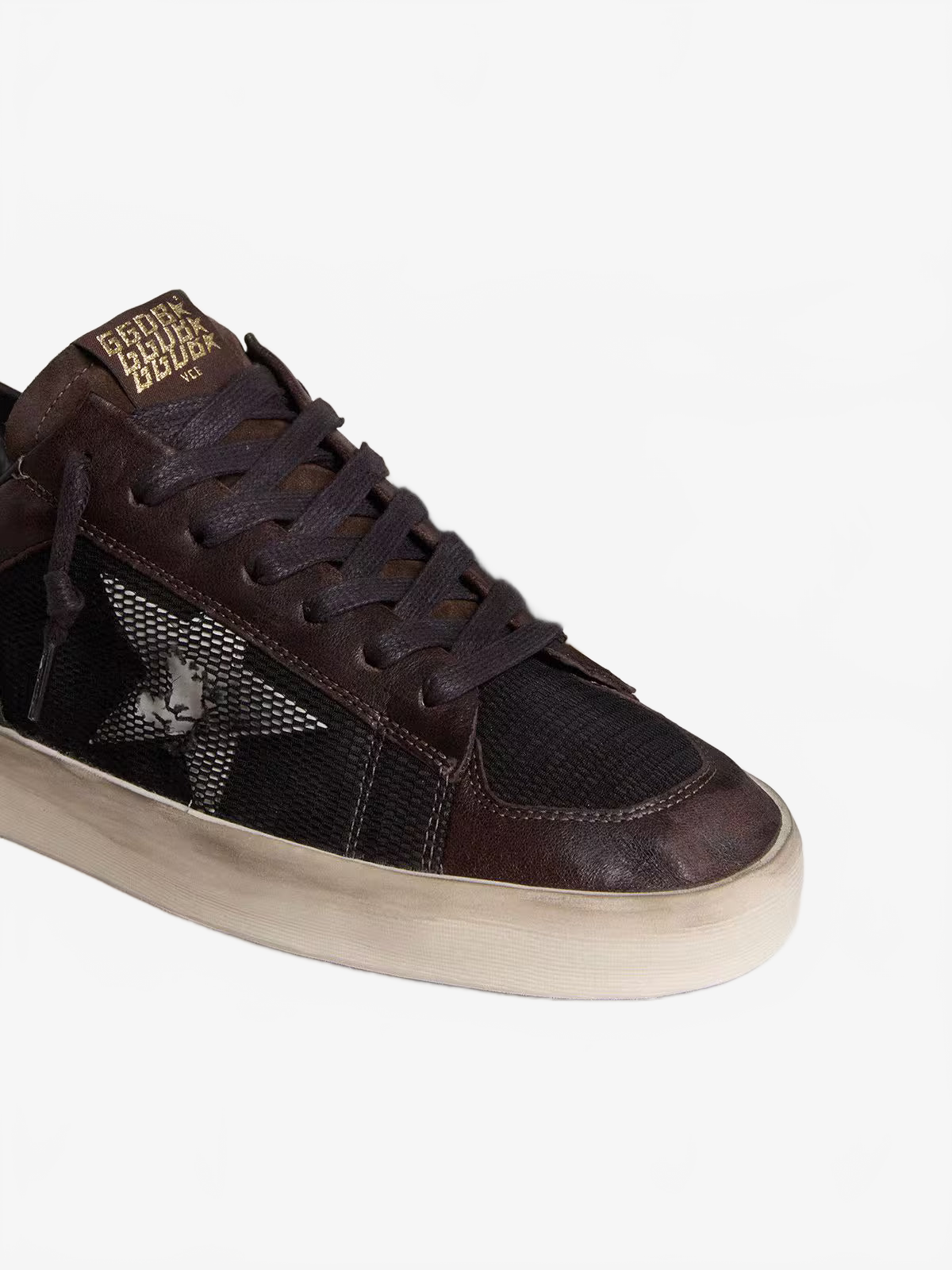 Golden Goose Men's Stardan in brown suede and black mesh Golden Goose