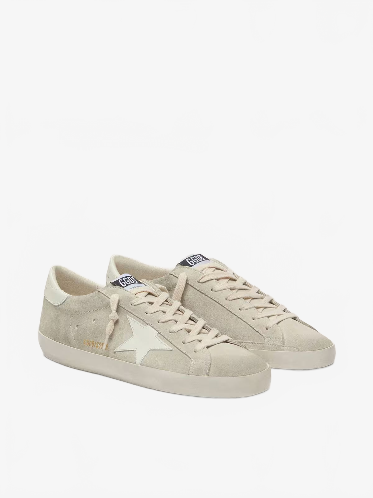 Golden Goose Men’s Super-Star in light gray suede with white leather star Golden Goose