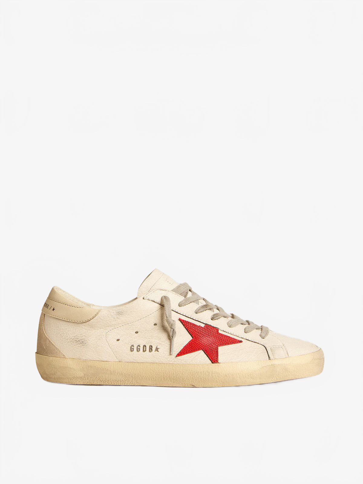 Golden Goose Men's Super-Star in nappa with red star and cream leather heel tab Golden Goose